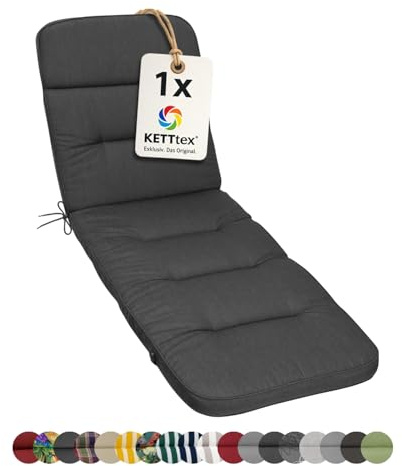 KETTtex EXKLUSIV Auflage Rollliege Agora anthrazit I Gartenliege Polster 200x65x9cm I hochwertige & Pflegeleichte Liegenauflage I Wetter- & formbeständige Liegen-Auflage I KTH3 Liegestuhlauflage
