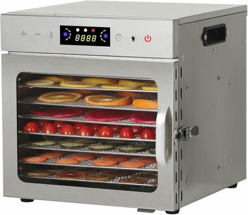 AFLEPCBRQ Food Dehydrator Machine for Jerky Beef, Commercial Drying Cabinet Stainless Steel Food Dryer for Meat, Digital Food Dehydrater for Fruit Herbs,8-Tray