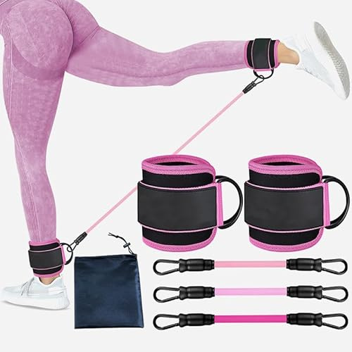 Knöchel Widerstandsbänder, Knöchelbänder 3 Stärken für Training Rose | Trainingsbänder für Beine und Gesäßmuskeln, verstellbare Manschetten für Zuhause und Gym geeignet für Damen und Herren
