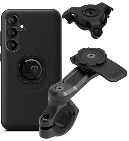 QUAD LOCK Pro mobiltelefonhållare för motorcykel med vibrationsdämpare och MAG-fodral för Galaxy S24 FE