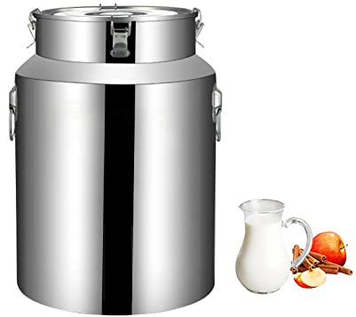 Lechera de Acero Inoxidable de 5 l, 9 l y 14 l, para Vino, Aceite, arroz, Jarra, contenedor de líquidos, con Sellado de Silicona Integrado Independiente, Color Plateado, 14 l