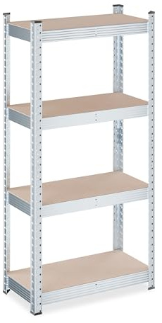 Relaxdays Schwerlastregal, HxBxT: 120 x 60 x 30 cm, 700 kg, verzinkter Stahl, Lagerregal Keller & Garage, Farbwahl | verzinkter Stahl, Lagerregal Keller & Garage