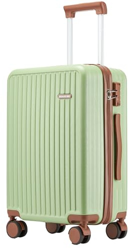 Ruausine Valigia a Mano Approvata per Trasporto Aereo, ​​Trolley Bagaglio a Mano​​ Rigido con ​​Ruote Multidirezionali​​, ​​Valigia Piccola Trolley​​ Leggera con Combinazione (Green, 20 IN)