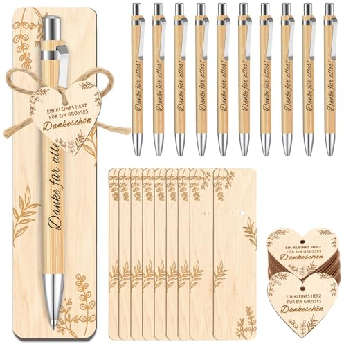 20 Sets Dankeschön Geschenk mit Holz Kugelschreiber Dankeskarte,Abschiedsgeschenk für Kollege,Erzieher, Weihnachtsgeschenke Kleine Geschenke für Kollegen,Ein Kleines Herz Für Ein Grosses Dankeschön