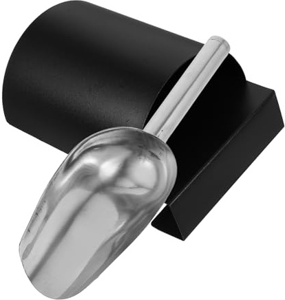 BIUDECO Pala de Hielo Inoxidable con Soporte Compacto Resistente y Fácil de Limpiar para Granos Secos Cubitos de Hielo Cocinas Cafeterías y Tiendas de Té