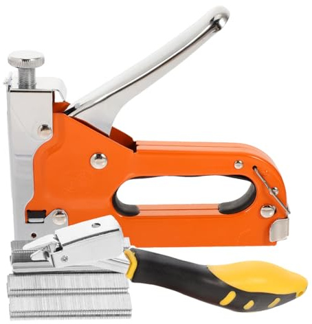 HONITANO Pinzatrice Manuale Per Legno Graffette Multiuso, Set Completo Levagraffette e Maniglia in Acciaio, Utensile Per Fissaggio e Rimozione in Progetti Fai Da Te e Lavori Professionali