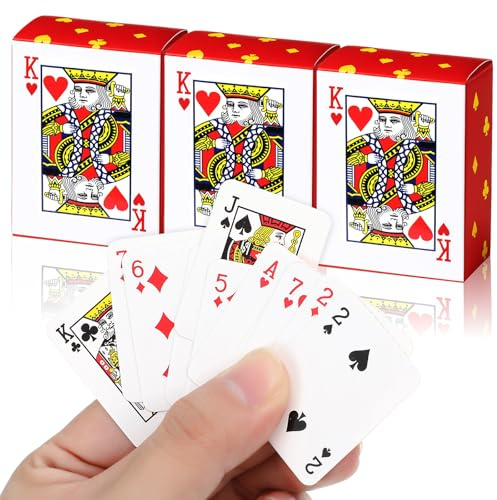 HaiFafafaing 3 Decks Mini Spielkarten Miniatur Pokerkarten Mini Kartenspiel | Doppelkopf Spielkarten Gastgeschenke für Weihnachten, Neujahr und Reisen Heimspiele