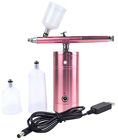 Portable Rechargeable Mini Air Compressor Kit Air-Brush Paint Spray Gun Airbrush For Nail Art Tattoo Craft Cake Fog Mist Sprayer Convenient Blowing(C)