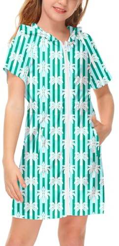 BesserBay Kinder Badeponcho Kapuze mit Taschen Frottee Bademantel Elastischer Bund Zip Surf Poncho Handtuch Unisex 120-160