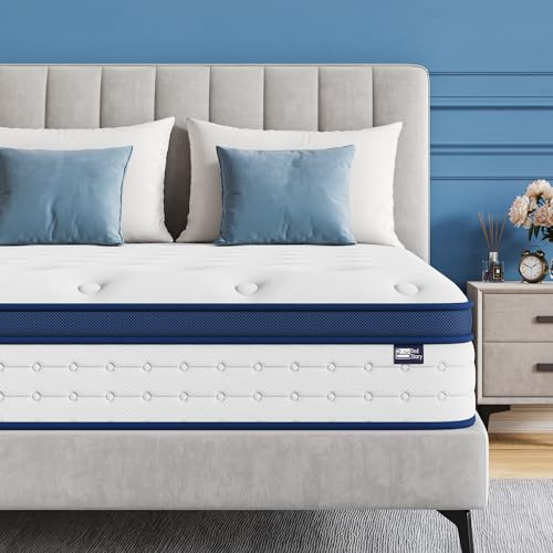 BedStory Matratze 180x200cm, 7-Zonen Taschenfederkernmatratze Höhe 20cm, H4 Härtegrad Matratze, Gedächtnisschaum und unabhängige Sackfeder, Rückenentlastende, Blau