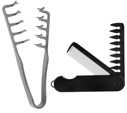 PHYNDR Set 2 en 1 Peine para Hombre de Dientes Anchos para Textura, Peine para Mechón Rayado Herramienta Voluminizadora de Cabello para Raíces, Hombres Accesorio para el Cuidado del Peluquero