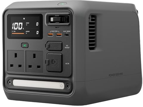 DJI Power 1000 Mini Portable Power Station, 1008Wh LFP Battery, Compact Size, 1000W Max Output, 0-80% Recharge in 58 Mins, Built-in Car Charger & MPPT Module, Electric Generator for Home, Camping
