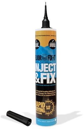 Floor Fix-It Inject & Fix 300ml - Extra Strong Self-Levelling Adhesive - 1.8mm Diameter Anti-Clog Needle Nozzle - Fixes Loose, Hollow Floor Tiles, Natural Stone, Wood, Laminate & LVT Flooring (1)