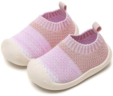 Generisch Chaussures de bébé pour chaussettes, pantoufles respirantes pour tout-petits, pour l'intérieur et l'extérieur, chaussures d'apprentissage de la marche, baskets antidérapantes avec semelle en