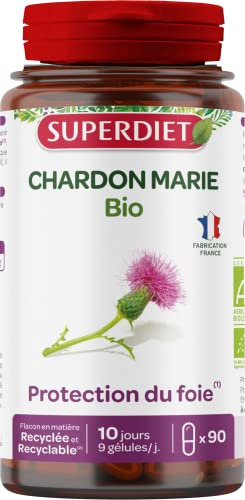 SUPERDIET – CHARDON MARIE BIO - Protection du foie – Phytothérapie – Fabrication Française – 90 gélules