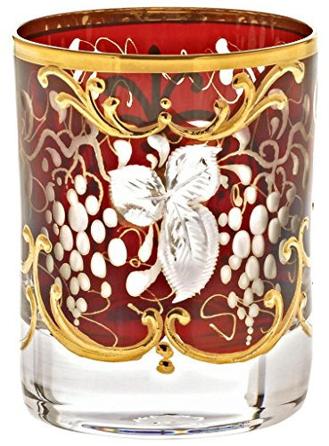 CRISTALICA Likörglas Schnapsglas Likörkelch Golden Grape 60 ml aufwendig Handbemalt Hochwertiges Glas