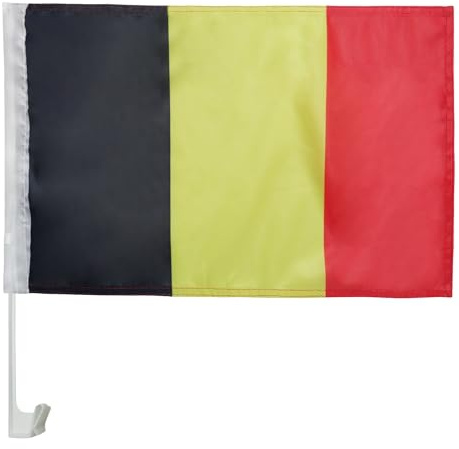 AZ FLAG Autofahne Belgien 45x30 cm Belgische Mesh-Polyester Saugnapf | Für außen Autoflagge genähte wetterfeste Ausführung mit Kunststoffstab