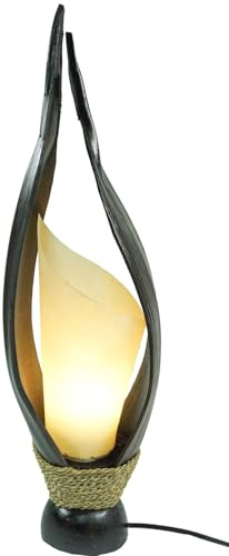 Guru-Shop Lampe de Table Feuilles de Palmier / Lampe de Table, à la Main Bali à Partir de Matériaux Naturels, Bois de Palmier - Modèle Palmera 10, 65x16x14 cm