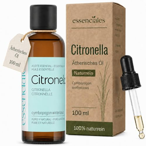 Citronella Öl Ätherisches Öl 100% Naturrein Cymbopogon Winterianus Zitronengras für Diffuser Aromapflege Raumduft DIY Spray Sauna Massageöl Duftöl Vegan Naturkosmetik Frisch Zitrisch 100ml