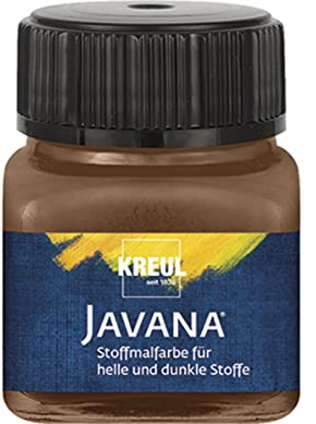 KREUL 90959 - Javana Stoffmalfarbe für helle und dunkle Stoffe, 20 ml Glas rehbraun, brillante Farbe auf Wasserbasis, pastoser Charakter, zum Stempeln und Schablonieren, nach Fixierung waschecht