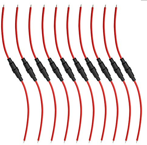 DIGITEN 5x20mm GDC Fuse Holder Inline screw type with 16 AWG wire (Pack of 10)
