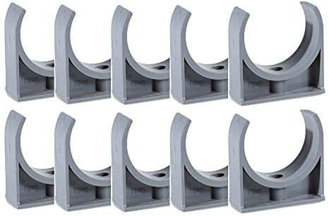 EXCOLO PVC Rohr und Rohrverbinder Ø 50 mm Winkel Kniestück Muffen T-Stück Kappen Fittings (10 x Wandhalter)