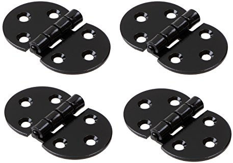 GedoTec® Klappenscharnier Schrank-Tür Aufschraub-Scharnier Möbel Klappenbeschlag - H10585 | Stahl schwarz matt | Öffnungswinkel 270° | Möbelscharnier zum Schrauben | 4 Stück - Türband für Holzklappen