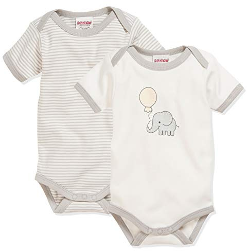 Playshoes Unisex barn småbarn multipack baby body, natur 1/4-arm 2-pack elefant, 62-68
