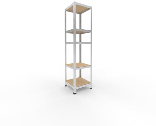 shelfplaza Home 180x45x45cm Schwerlastregal verzinkt mit 5 Böden x 175kg | Kellerregal · Lagerregal · Metallregal · Regale für Kellerraum · Steckregal · Abstellraum Regal