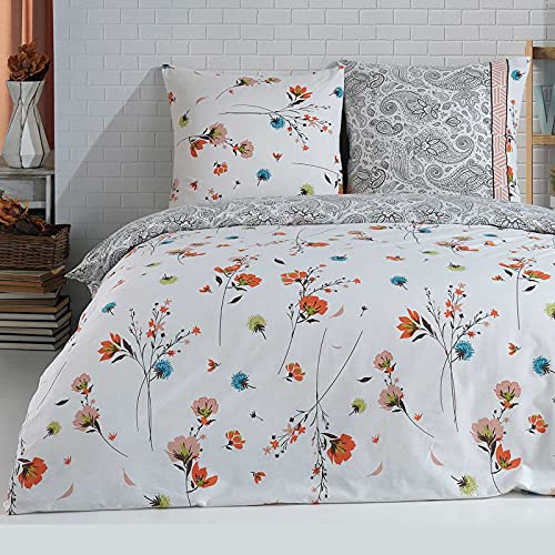 Buymax Bettwäsche 200x220 cm – Bettwäsche Set 3-teilig 200 x 220 cm, Renforcé 100% Baumwolle, Bettbezug mit 2 Kissenbezügen 80x80 cm, Oeko-TEX, Reißverschluss, weich und atmungsaktiv