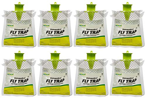 RESCUE! Outdoor Disposable Fly Trap – Hanging Fly Catcher with Attractant Bait, Fly Bag for Patio, Yard, Trash & Farm Areas – Easy-to-Use Outdoor Fly Control - 8 Traps