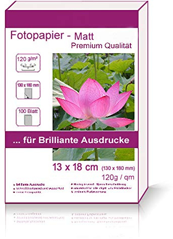 100 Blatt 13x18cm 120g/m² Fotopapier matt wasserfest Photopapier matte wasserfest photopaper photo paper 120g / m² 120g/qm - 13x18 cm 13 x 18 cm