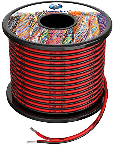 16 AWG Silikon-Elektrodraht, 2 Leiter, parallele Drahtlinie, 18,3 m, schwarz, 9 m, rot, 9 m, 16 Gauge, weich und flexibel, sauerstofffreie Stränge, verzinnter Kupferdraht