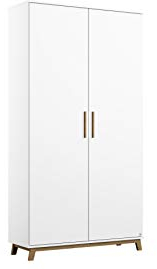 Rauch Möbel Carlsson Schrank Drehtürenschrank in Weiß, Griffe/Füße Eiche Massiv, 2-türig, inkl. Zubehörpaket Basic 1 Kleiderstange, 2 Einlegeböden, BxHxT 92x203x53 cm