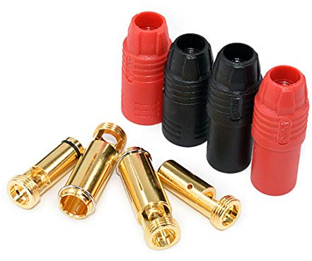 FLY RC 2pairs Amass AS150 Male Female Anti Spark Connector Gold Plated Banana Plug Set for Battery ESC and Charge Lead(1 Pairs Red + 1 Pairs Black)