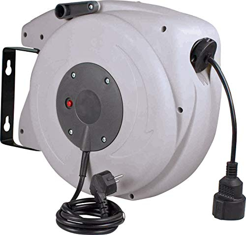as - Schwabe Automatischer Kabelaufroller 20 m H05VV-F 3G1,5, mit Easy to Go Funktion, 180° schwenkbar, Schutzkontaktstecker und 2 m Zuleitung mit Schutzkontaktkupplung, 230V/16A, IP20, 12645