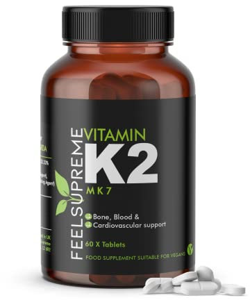 Vitamin K2 MK7 100mcg 60 High Strength Tablets 2 Months Supply| 100% Natural Vegan Friendly Supplement | Supports Bone and Heart Health