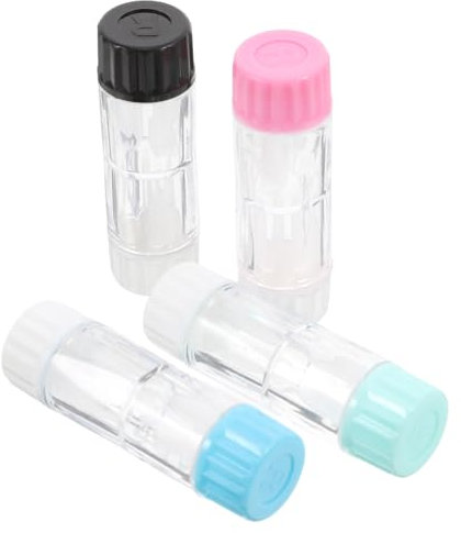 HEALLILY Mini Colorful Contact Lens Cases：4PCS Travel RGP Hard Case Protective Box Cosmetic Container Holder Lens Solution(Black Green Blue and Pink)