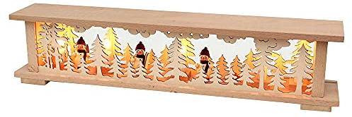 Wichtelstube-Kollektion Holz Schwibbogenbank Schwibbogenunterbau Schneemann 57x10x13cm