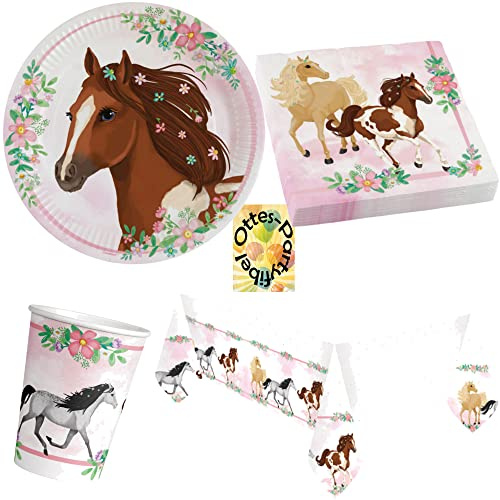 Beautiful-Horses-Pferde-Party-Set 53tlg. - für 16 Pferdefreunde Teller Becher Servietten Tischdecke