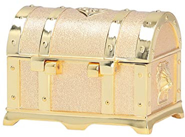 HERCHR Vintage Golden Treasure Box Schmuck Schmuckkästchen, Ehering Box, Schatztruhe Andenken Box für Valentinstag Hochzeit Weihnachten Geburtstagsgeschenk