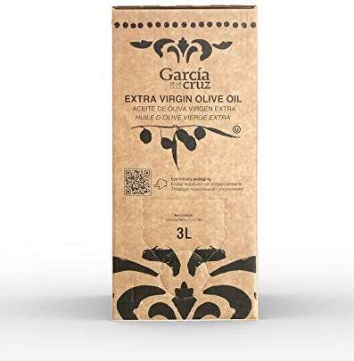 GARCÍA DE LA CRUZ Natives Olivenöl Extra, Bag-in-Box 3L | Verschiedene Olivensorten. Milder Geschmack. Ideal zum Kochen. Herkunft Montes de Toledo, Spanien. Recycelbare Verpackung.