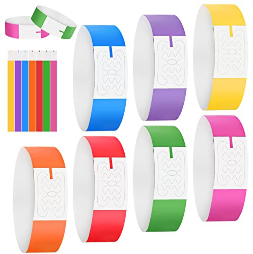 700PCS Neon Wristbands, Waterproof Paper Wristbands for Events, Disposable Wristbands Colored for Club Concert Party Supplies, 7 Colors