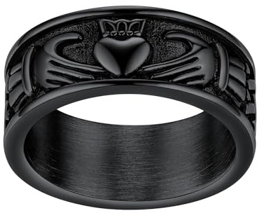 FaithHeart Claddagh Rings for Love, Stainless Steel/18K Gold Plated Women Men Wedding Band Ring Personalized Custom, Stainless Steel, No Gemstone