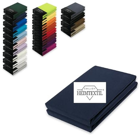 EXKLUSIV HEIMTEXTIL Doppelpack Marke Jersey Spannbettlaken 140-160 x 200 cm Navyblau