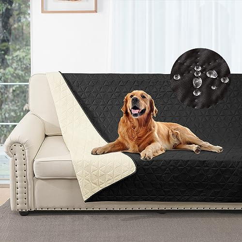 Taiyang Housse de canapé 100% imperméable, Housse de lit, Housse pour Animaux de Compagnie, canapé, Housse pour Meubles de canapé, Convient aux Enfants (Noir, 132-208cm(1 Pack))