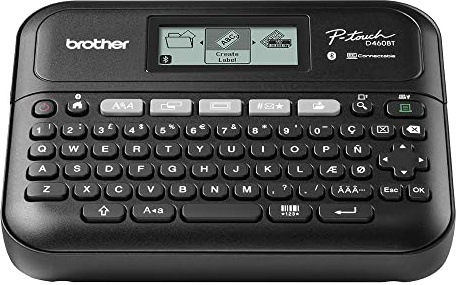 BROTHER PT-D460BT Vielseitiger Desktop-Etikettendrucker, P-Touch Desktop-Etikettierer, QWERTY-Tastatur, sehr langlebige Etiketten bis zu 18 mm breit, UK-Stecker