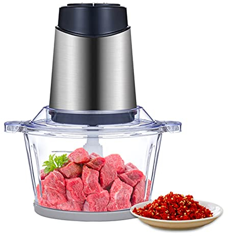 Tritatutto elettrico per robot da cucina 2 velocità Frullatore per ciotola in vetro da 1,8 litri Tritacarne per frutta e verdura (Color : Black Size : 1.8l) (Color : Black, Size : 1.8l) (Black 1