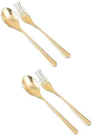 SOLUSTRE 2 Sets Löffel Kit Besteck Set Messing Griff Mehrweg Besteck Für Küche Für Hochzeit Party Camping