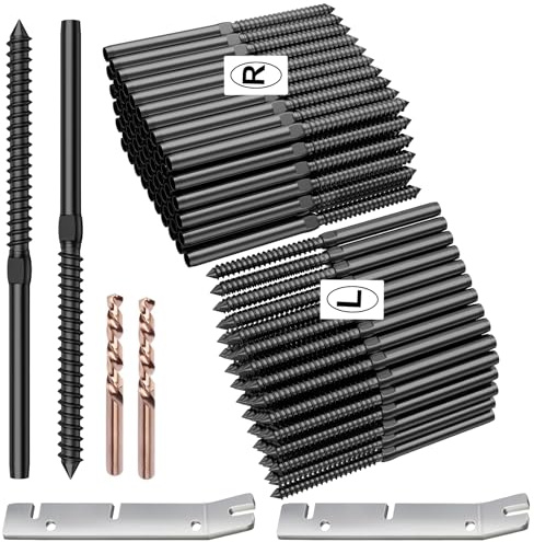 BLIKA 100 Pack T316 Stainless Steel Black Right&Left Handed Thread Swage Lag Screws for Wood Posts of 1/8 Deck Cable Railing Kit, Wire Railing Kit for Decks with Wrench, DIY Wood Baluster